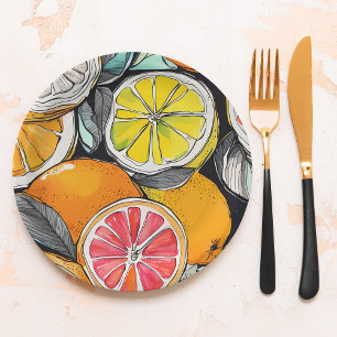 Colorful Citrus Paper Plates