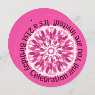 Colorful Citrus Slice Pink Lemon Birthday Invitation