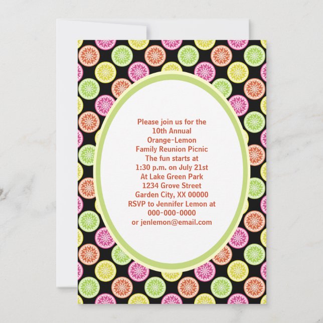 Colorful Citrus Slices Invitation (Back)