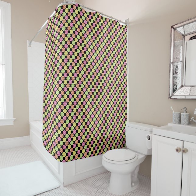 Colorful Citrus Slices Pattern Shower Curtain (In Situ)