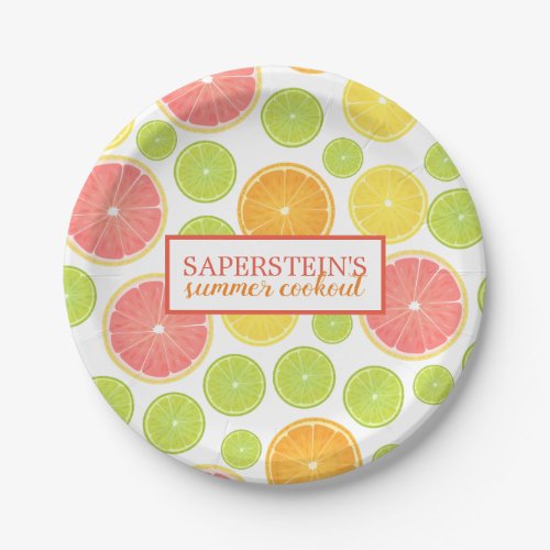 Colorful Citrus Slices Personalized Paper Plates