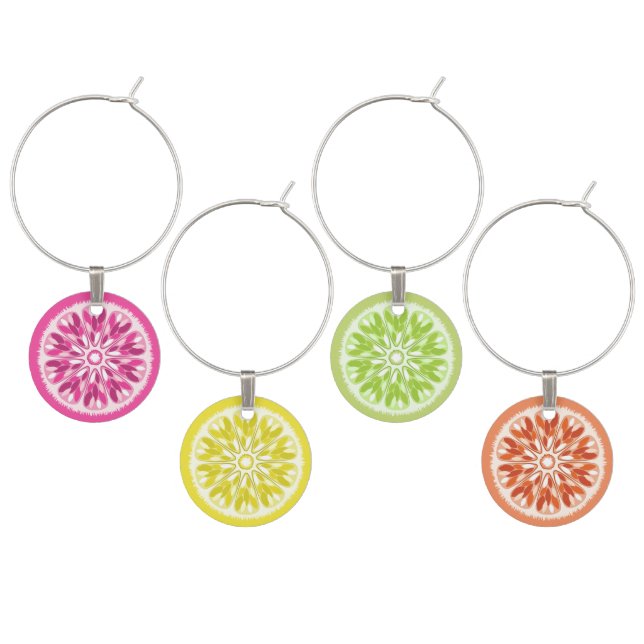 Colorful Citrus Slices Wine Charm (Staggered)