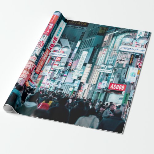 Colorful City of Tokyo Japan at Night Poster Wrapping Paper