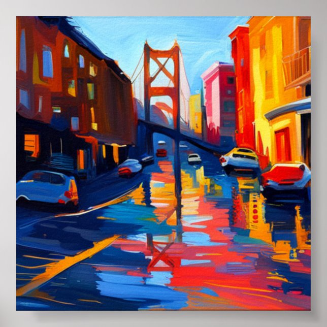 Colorful City poster with Bridge (Front)