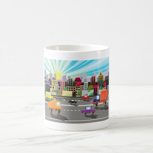 Colorful City Traffic Vibrant Urban Sunrise Coffee Mug (Creator Uploaded)