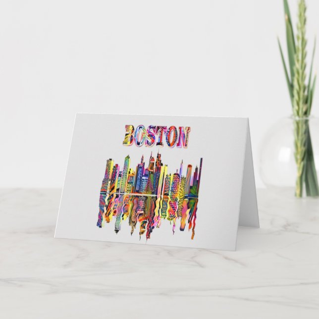 Colorful Cityscape of Boston Card (Front)