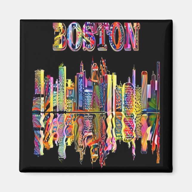 Colorful Cityscape of Boston Magnet (Front)