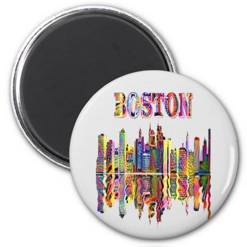 Colorful Cityscape of Boston Magnet