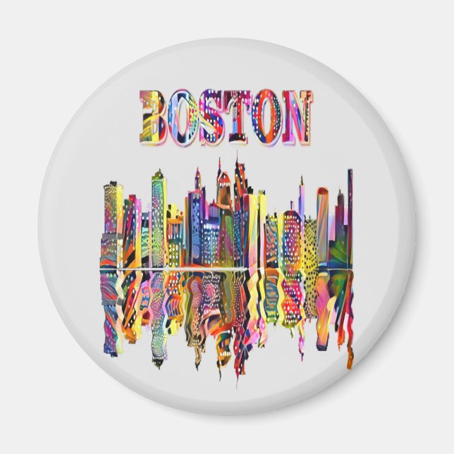 Colorful Cityscape of Boston Magnet (Front)