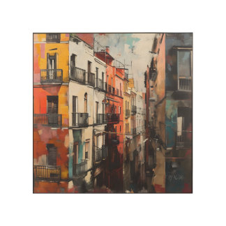Colorful Cityscape Wood Wall Art
