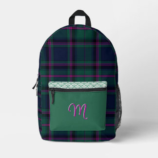 Colorful Clan Cooper Plaid Monogrammed  Printed Backpack