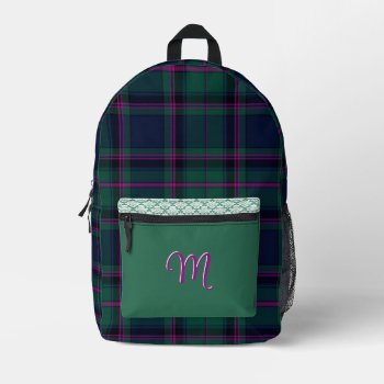 Colorful Clan Cooper Plaid Monogrammed  Printed Printed Backpack by Everythingplaid at Zazzle