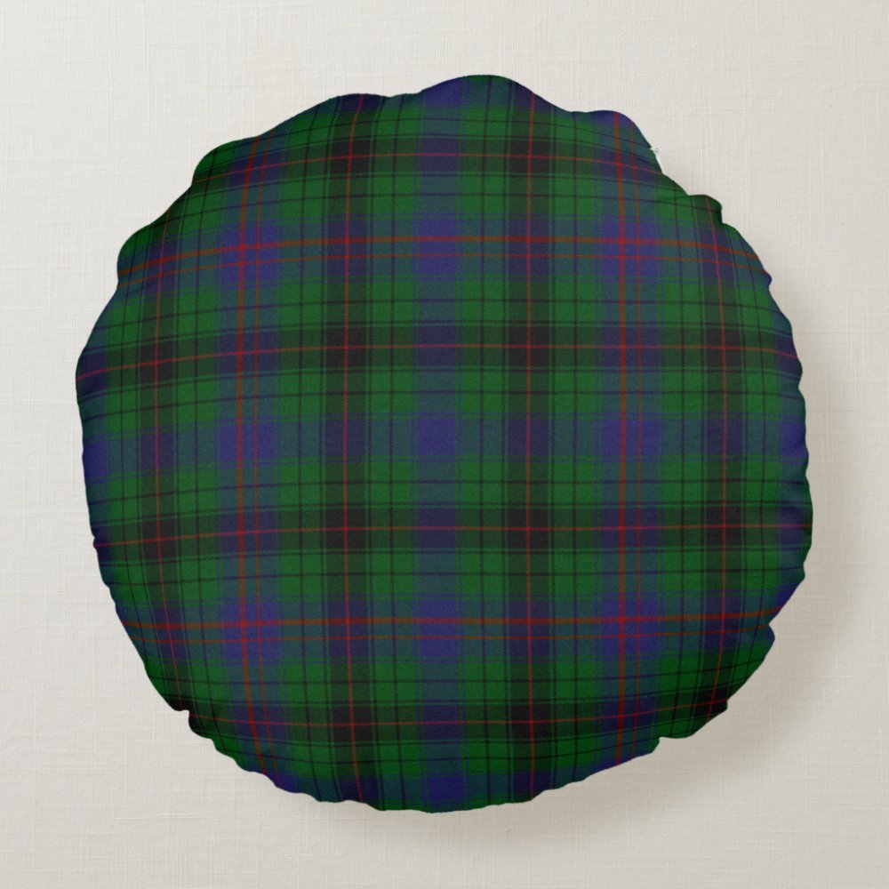 Disover Colorful Clan Davidson Plaid Round Pillow