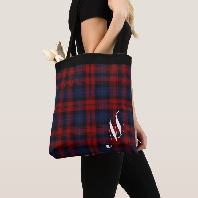 Colorful Clan MacLachlan Plaid Monogrammed Tote Bag (Close Up)