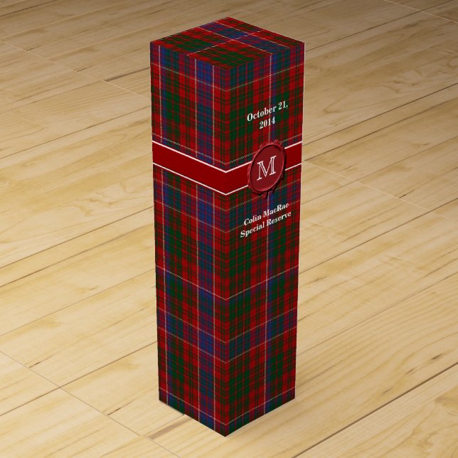 Colorful Clan MacRae Plaid Custom Wine Box (Front)