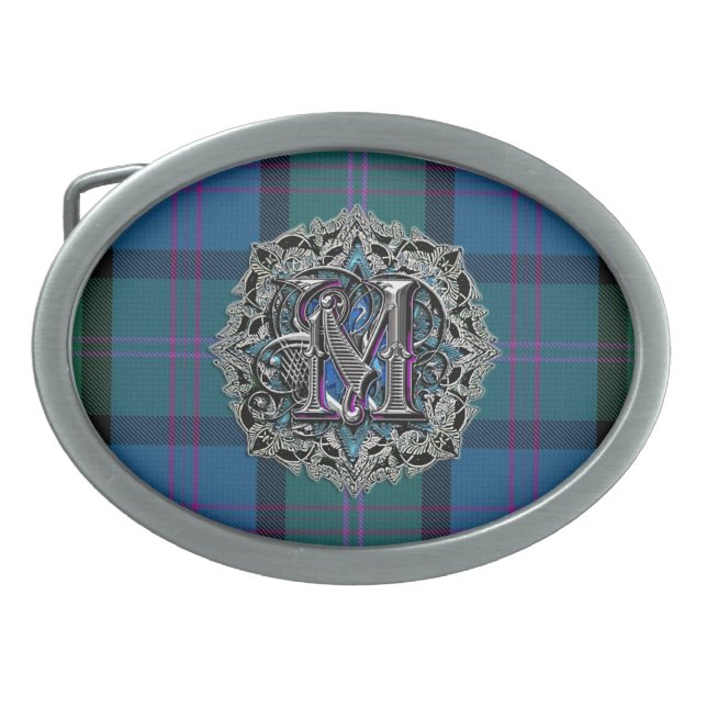 Colorful Clan MacThomas Monogram Belt Buckle (Front)