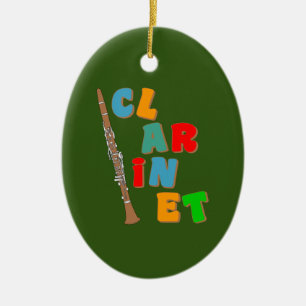 Colorful Clarinet Ceramic Ornament