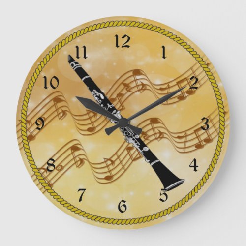 Colorful Clarinet Design Large Clock