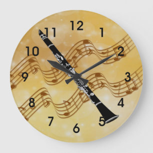 Colorful Clarinet Design Large Clock