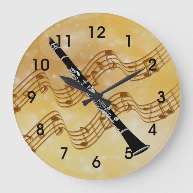 Colorful Clarinet Design Large Clock (Front)