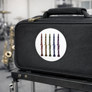 Colorful Clarinet Lineup Woodwind Music Lover Gift Classic Round Sticker