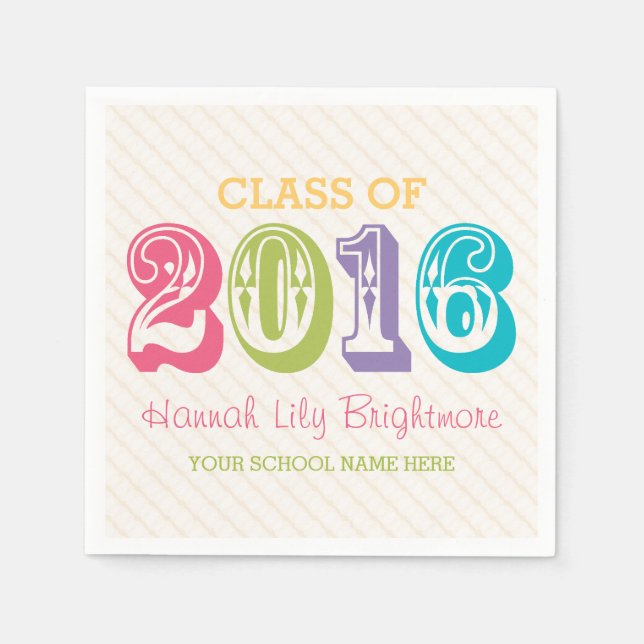 COLORFUL Class of 2016 GRADUATION Napkins (Front)