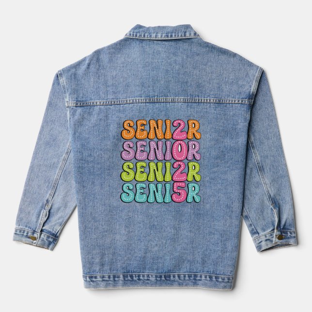 Colorful Class of 2025 Senior Celebration Denim Jacket (Back)