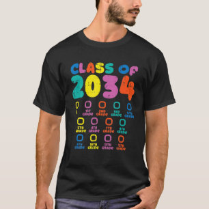 Colorful Class Of 2034 Checklist Grow With Me Grad T-Shirt