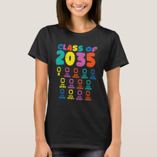 Colorful Class Of 2035 Grow With Me Checklist Grad T-Shirt