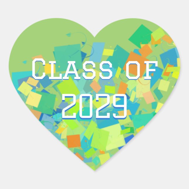 Colorful Class of Graduation Heart Stickers (Front)