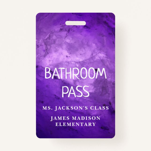 Colorful Classic Back To School Bathroom Hall Pass Badge (Front)