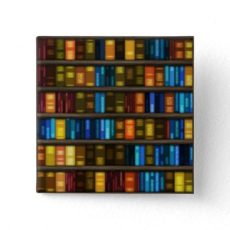 Colorful classic books on bookshelf button