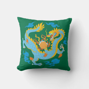 Colorful Classic Chinese Dragon Throw Pillow