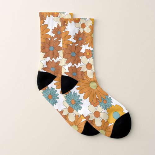 Colorful Classic Flower Pattern  Socks