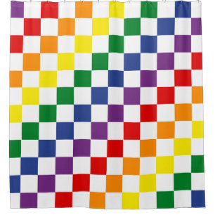 Colorful Classic LGBTQ Pride Rainbow Checkerboard Shower Curtain