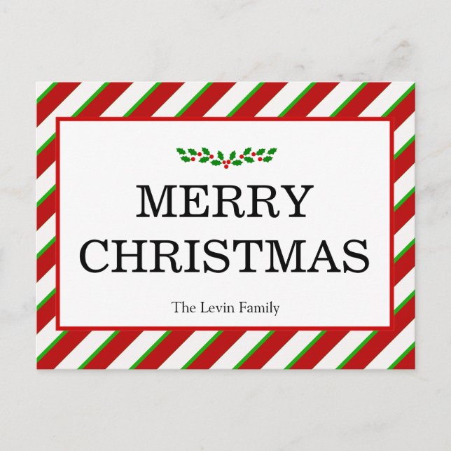 Colorful Classic Merry Christmas Holiday Postcard (Front)