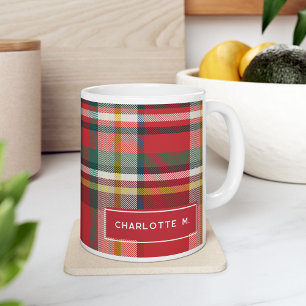 Colorful Classic Personalized Plaid Coffee Mug