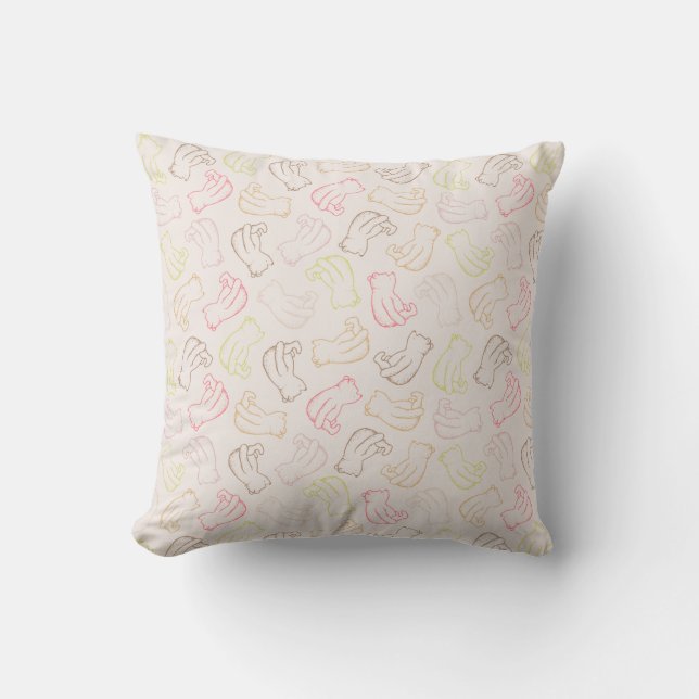 Colorful Classic Pooh Pattern Throw Pillow (Front)