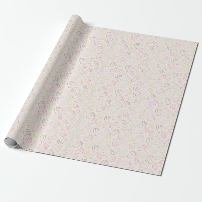 Colorful Classic Pooh Pattern Wrapping Paper (Unrolled)