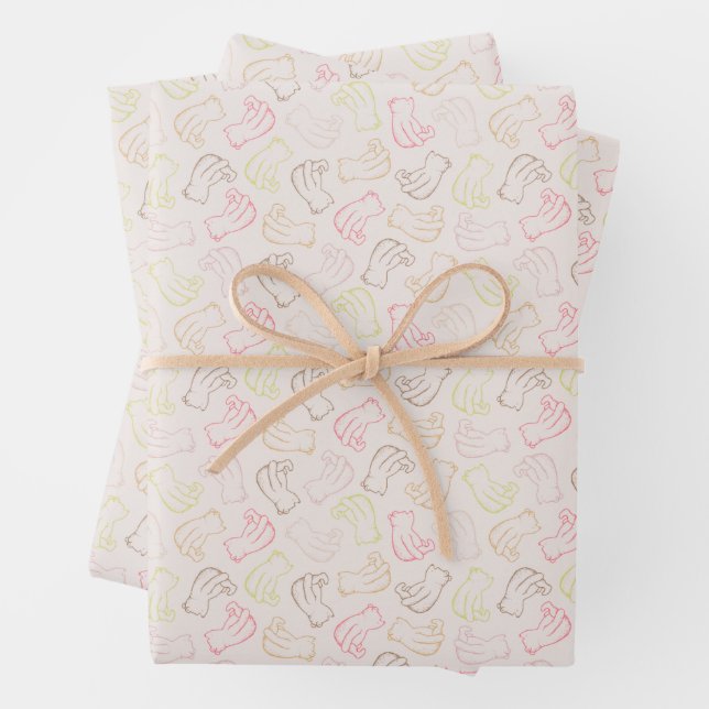 Colorful Classic Pooh Pattern Wrapping Paper Sheets (In situ)