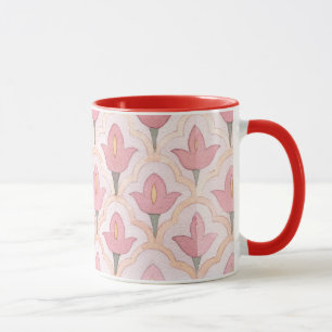 Colorful classic tulip pattern for family pink red mug