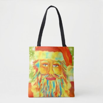 Colorful Claus Art Tote Bag by Victoreeah at Zazzle