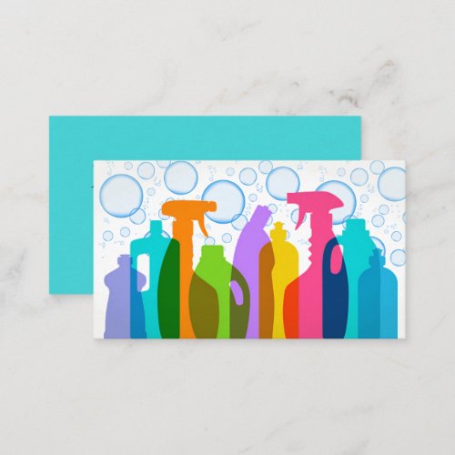 Colorful Cleaning Supplies House Cleaning Services Business Card