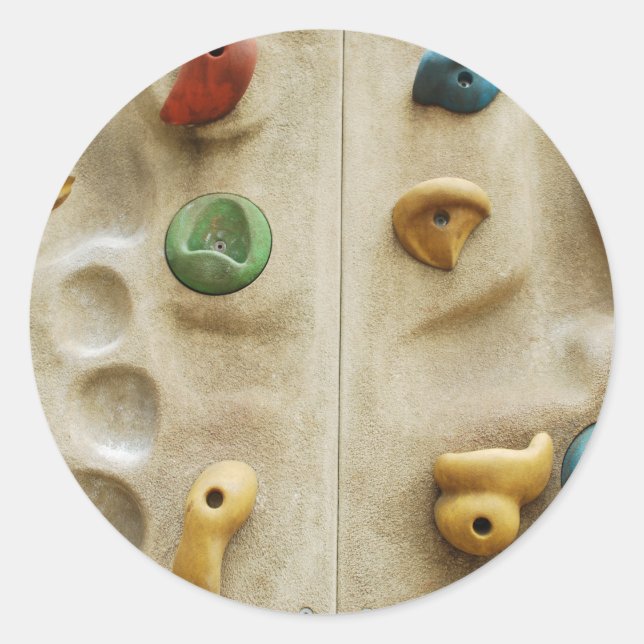 Colorful Climbing Wall Rocks Classic Round Sticker (Front)