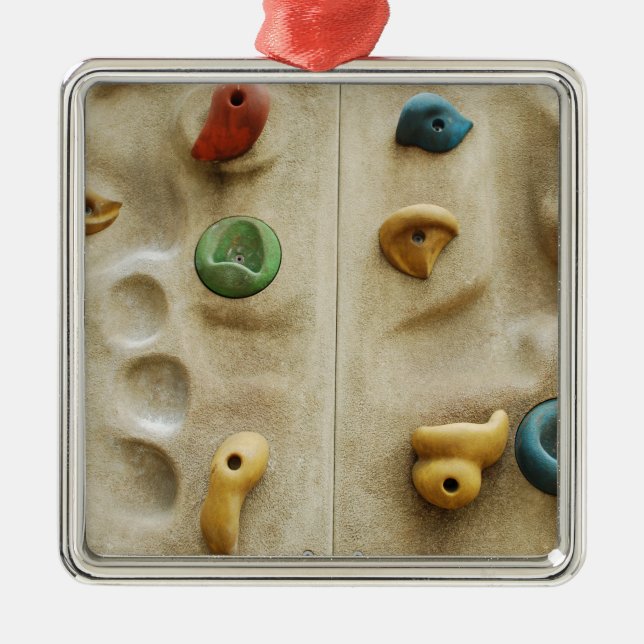 Colorful Climbing Wall Rocks Metal Ornament (Front)