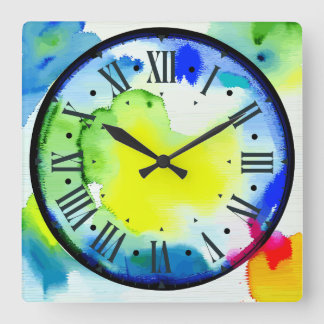 colorful clock in abstract watercolor look