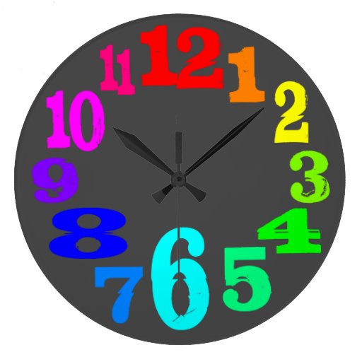 colorful clock numbers against gray background | Zazzle