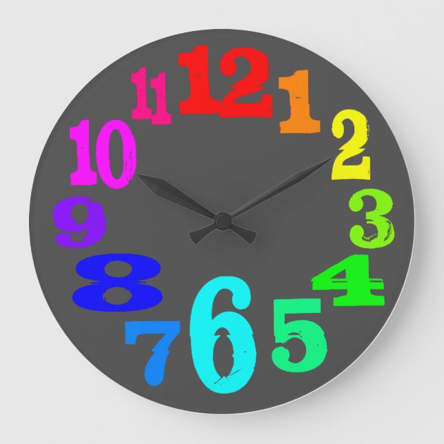 colorful clock numbers against gray background (Front)
