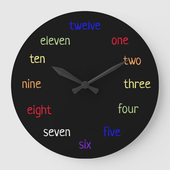 Colorful Clock Numbers in Writing (Front)