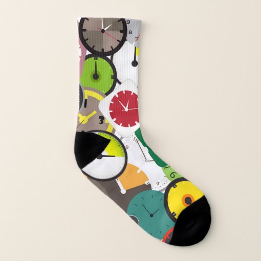 Colorful Clock Patterns Socks | Zazzle